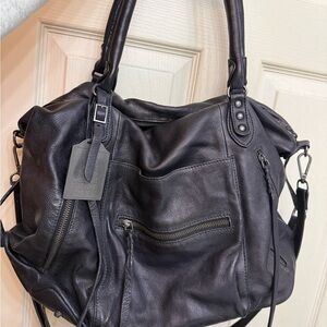 We The Free Black Leather Crossbody Bag